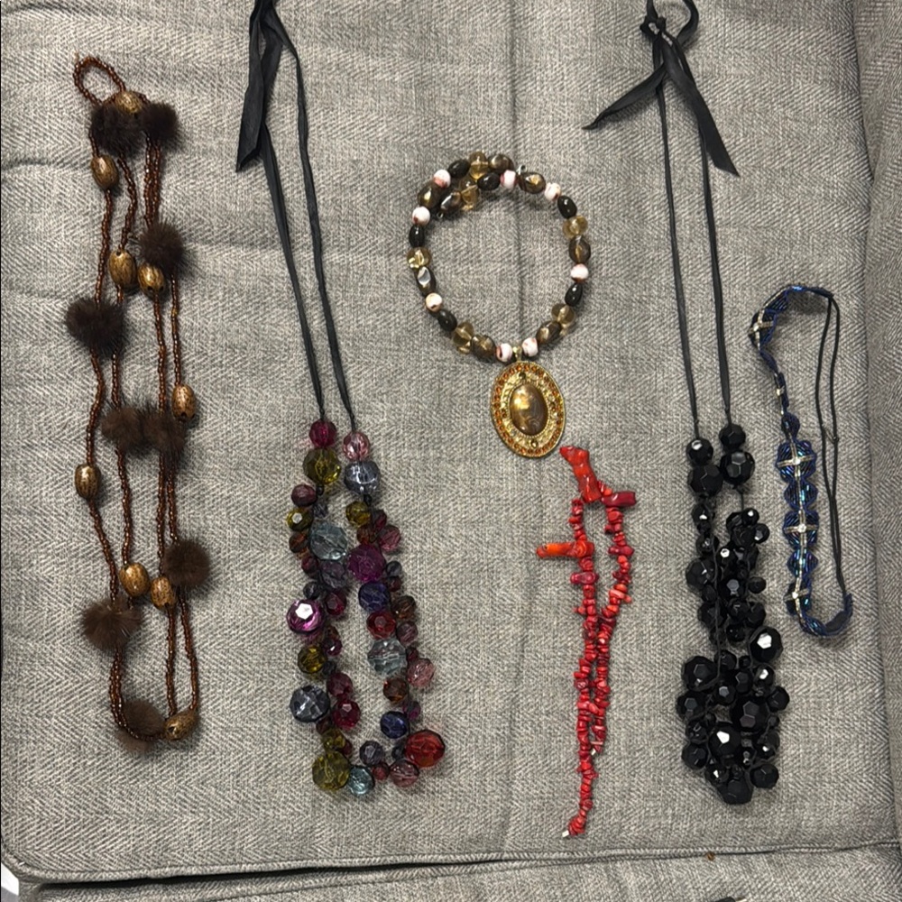 Brown and Red Beaded Necklace Jewelry